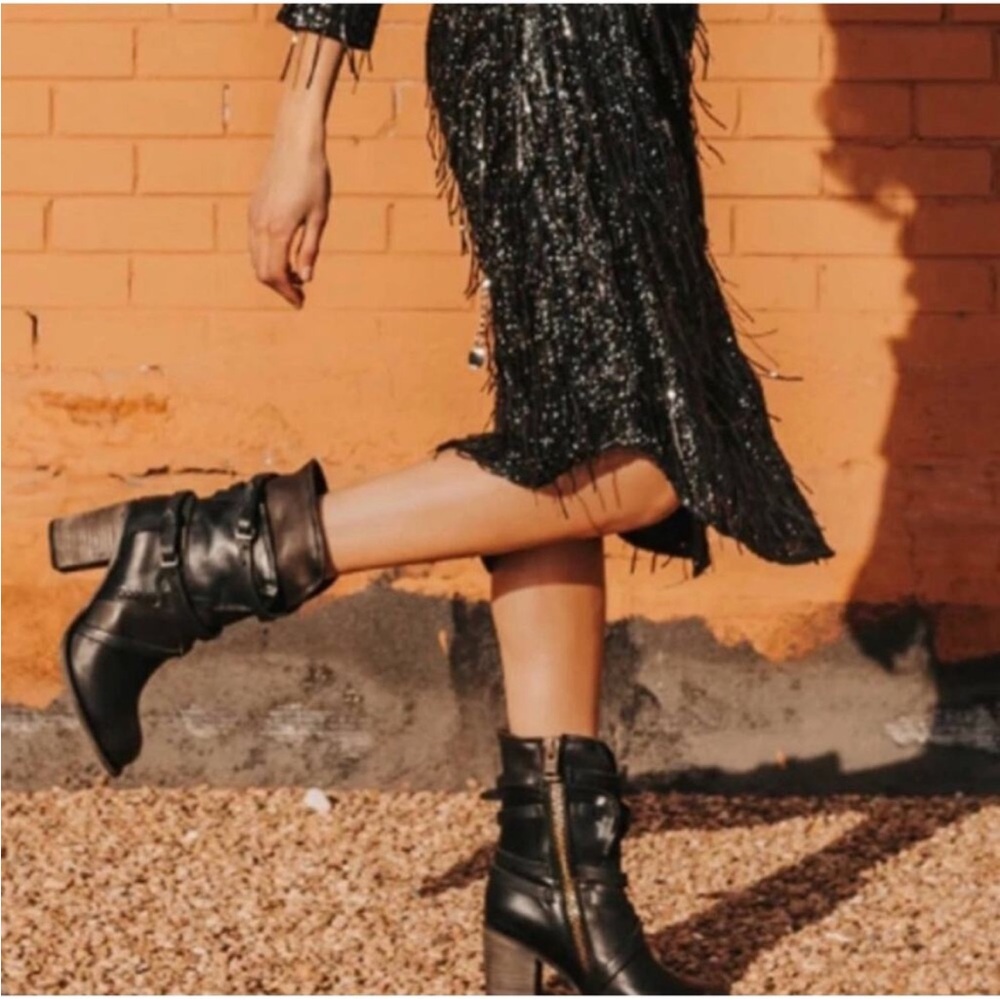 Freebird by Steven Black Leather Heeled Boots